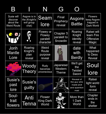 Deltarune Chapter 5 Bingo Card