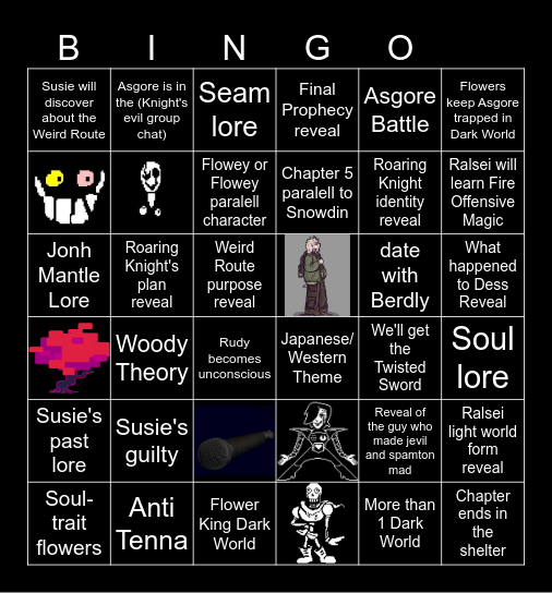 Deltarune Chapter 5 Bingo Card
