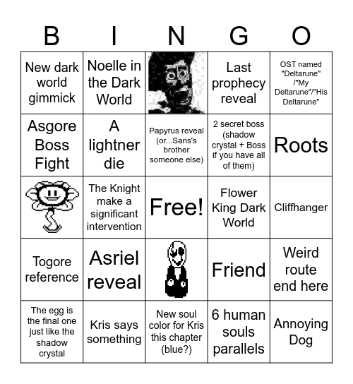 Deltarune 5 Bingo Card