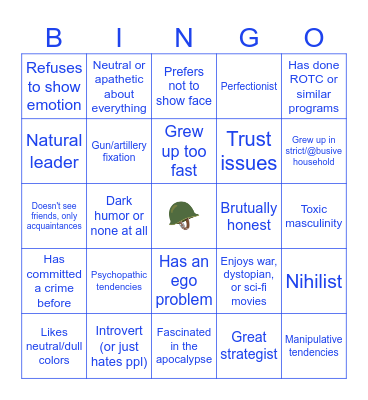 PSAS(L) Kinnies - Colonel Radec Bingo Card