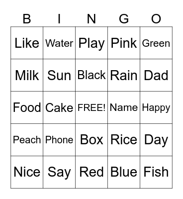 Phonics Bingo Card