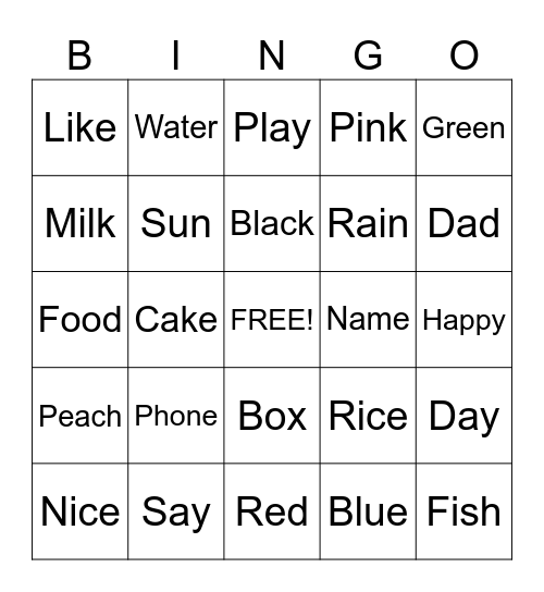 Phonics Bingo Card