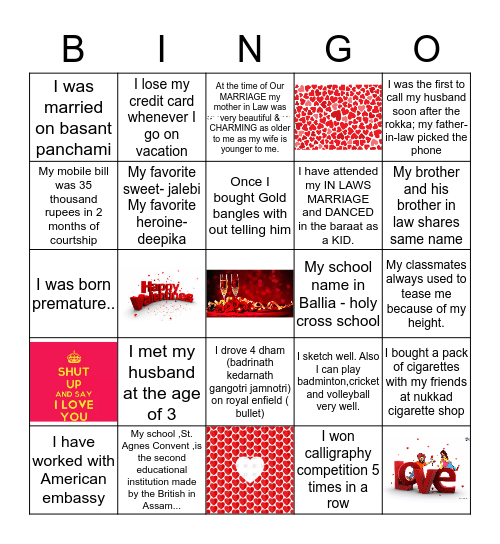 Valentine Bingo Card