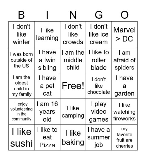 More in common than not Summer at Wmed Bingo Card