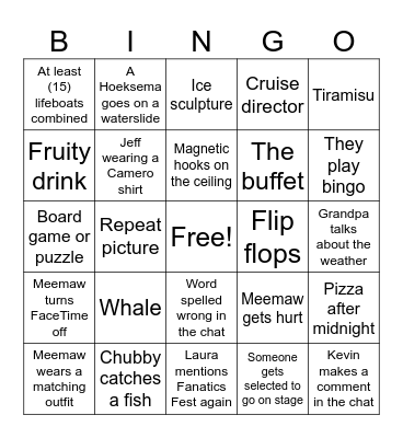 Vacation Bingo! Bingo Card