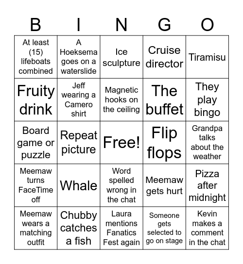 Vacation Bingo! Bingo Card