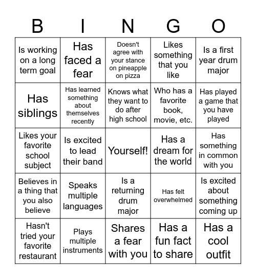 Find someone who... Bingo Card