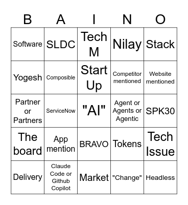 All Hands Bingo Card