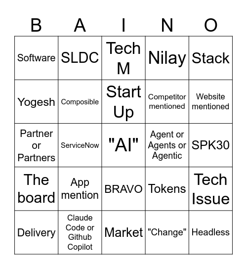All Hands Bingo Card