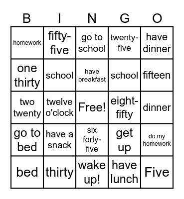 Boost Up 3: Unit 5: Time Bingo Card