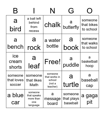 Mrs V's 4th Grade Party Bingo Card