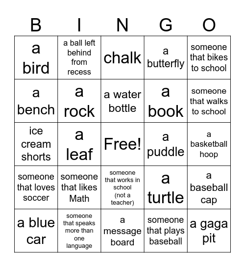 Mrs V's 4th Grade Party Bingo Card