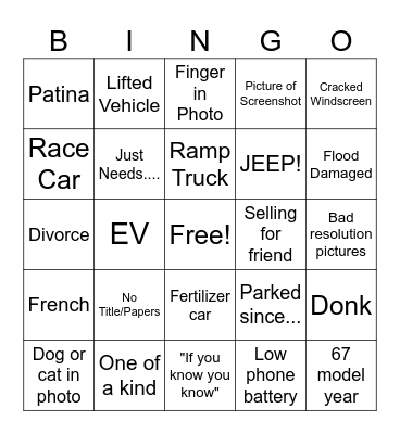 RWP 104 Bingo Card