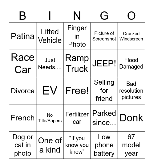 RWP 104 Bingo Card