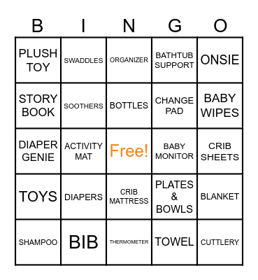 Baby BINGO! Bingo Card