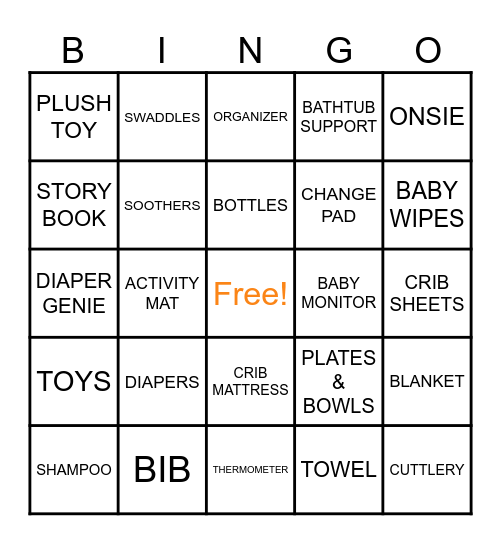 Baby BINGO! Bingo Card