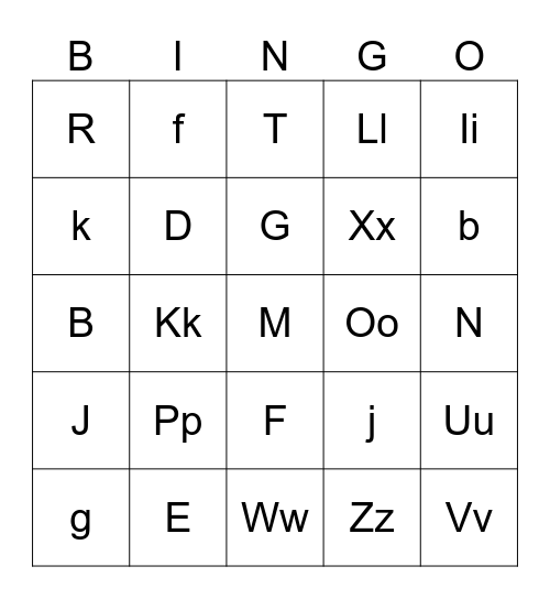 A-Z Bingo Card