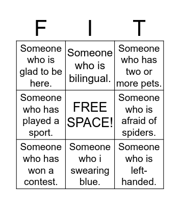Find Someone Who.... Bingo Card