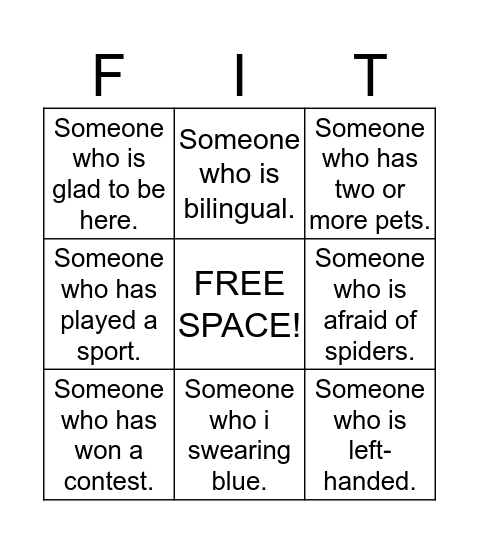 Find Someone Who.... Bingo Card