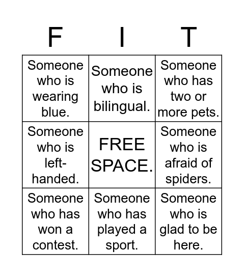 Find Someone Who.... Bingo Card