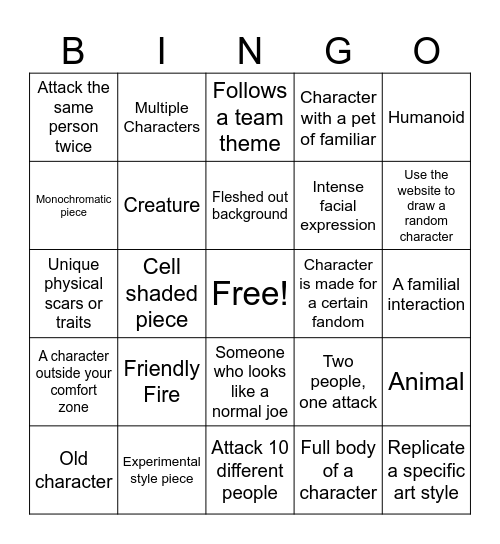 Art Fight Bingo (2025 EDITION) Bingo Card