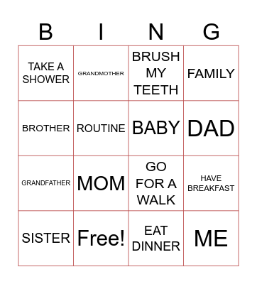 Daily Routines & Family Bingo Card