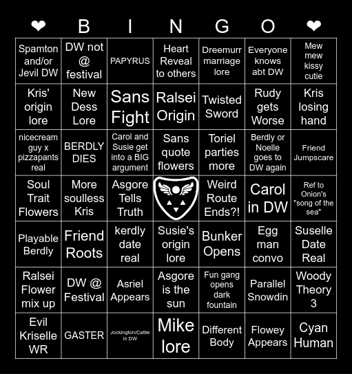 Deltarune Chapter 5 GAY DOT PNG Bingo Card