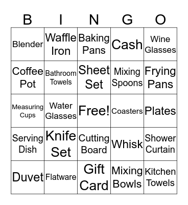 BRIDAL BINGO Card