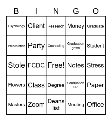 Graduation Bingo! Bingo Card