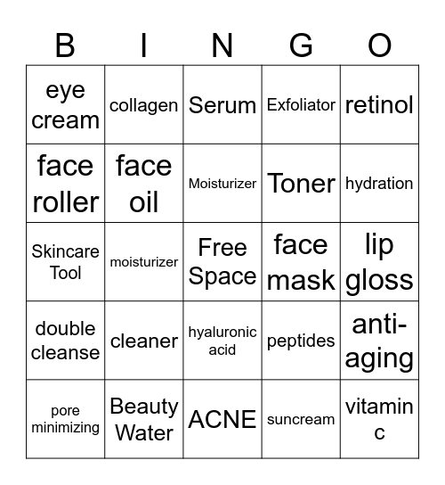 SKINCARE BINGO Card