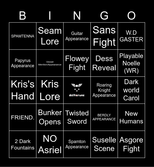 DELTARUNE. Chapter 5! Bingo Card