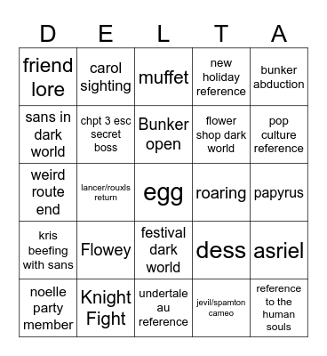 Deltarune Chp 5. Bingo Card