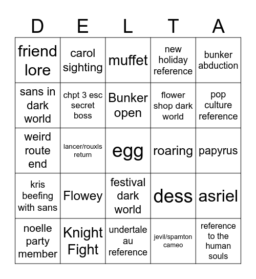 Deltarune Chp 5. Bingo Card