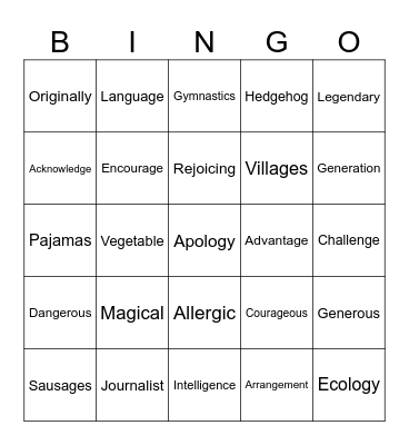 PS Unit 37 /j/ Bingo Card