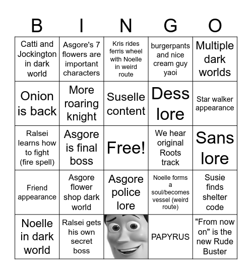 Deltarune Chpt 5 Bingo Card