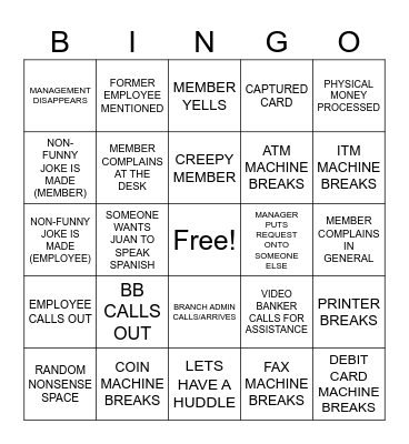 MONDAY MANIA BINGO Card