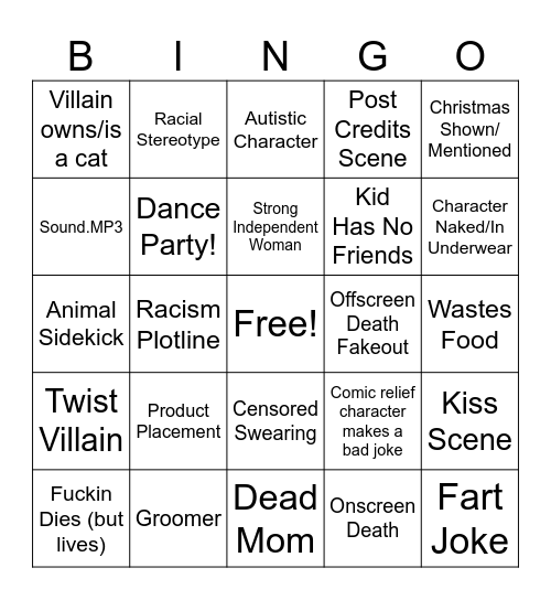 Movie Bingo Card