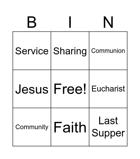 The Eucharist Bingo Card
