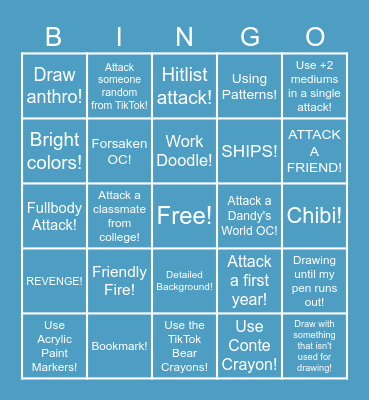 ALunarianReality's 2026 ArtFight BINGO! Bingo Card