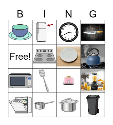 Everyday English Kitchen Vocabulary Bingo Card