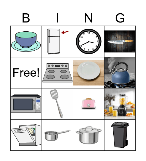 Everyday English Kitchen Vocabulary Bingo Card