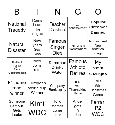 2026 bingo Card