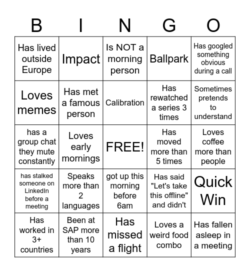 Offsite Bingo Card
