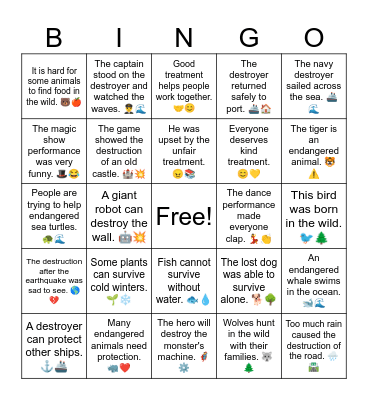 D1 L3 Vocab Bingo Card