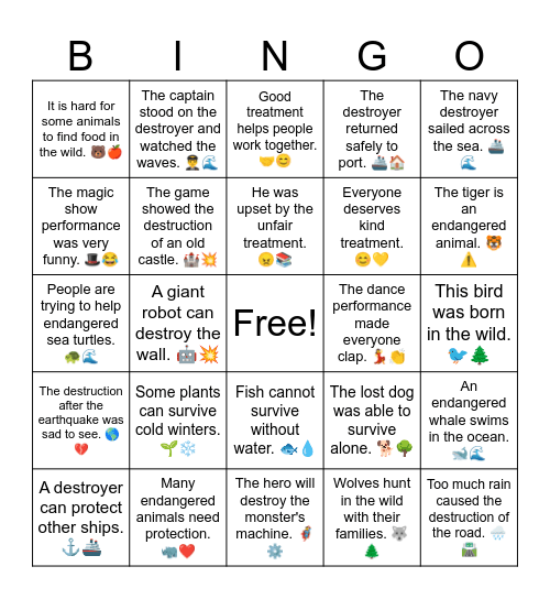 D1 L3 Vocab Bingo Card
