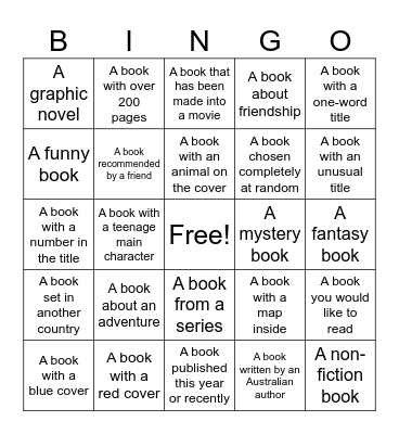 Library Scavenger Hunt Bingo Card
