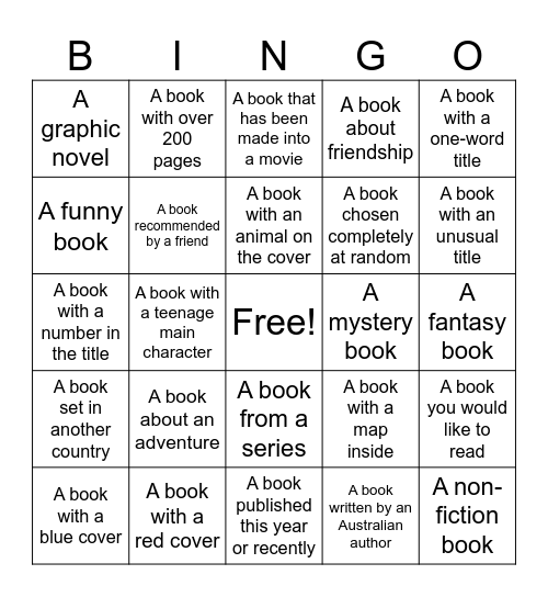 Library Scavenger Hunt Bingo Card