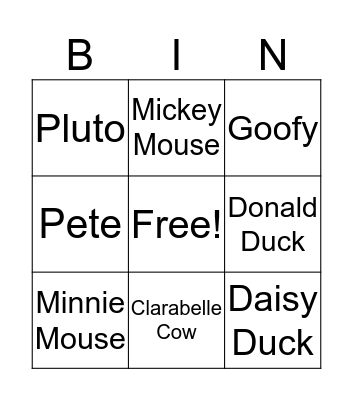 Mickey Mouse ClubHouse  Bingo Card