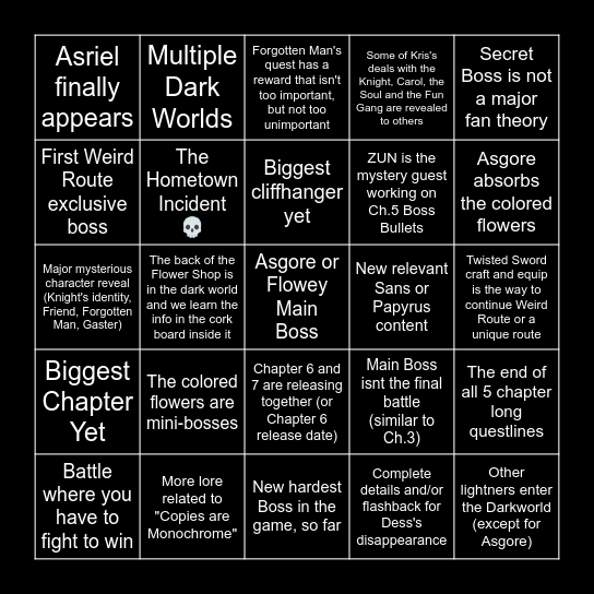 DELTARUNE CHAPTER 5 Bingo Card