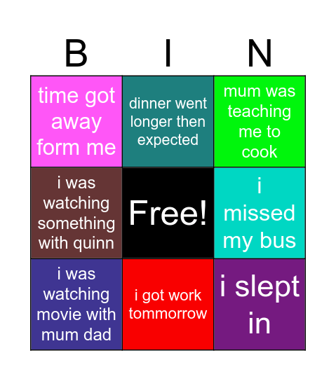 late dexter Bingo Card